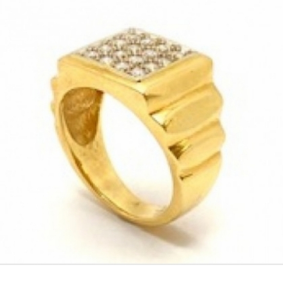 14K Diamond Square Top Cluster Yellow Gold 🪙 Men\'
